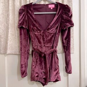Velvet Metallic Rose Romper